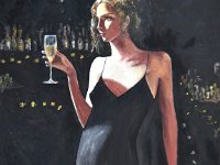 Tiffany with Champagne (Originale by Fabian Perez)  Olio su pannello telato - 40 x 50